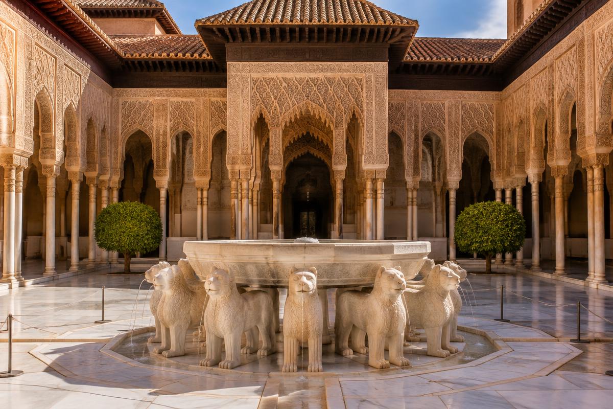 Il Cortile dei Leoni dell'Alhambra di Granada