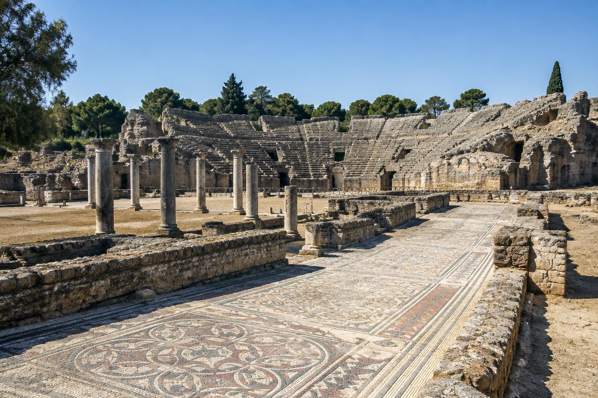 Rovine romane di Italica con mosaici e anfiteatro