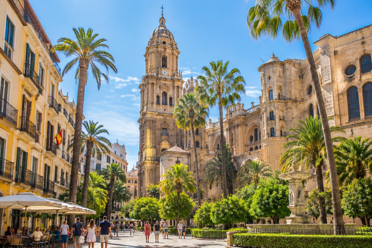Centro storico andaluso con palme e architettura storica