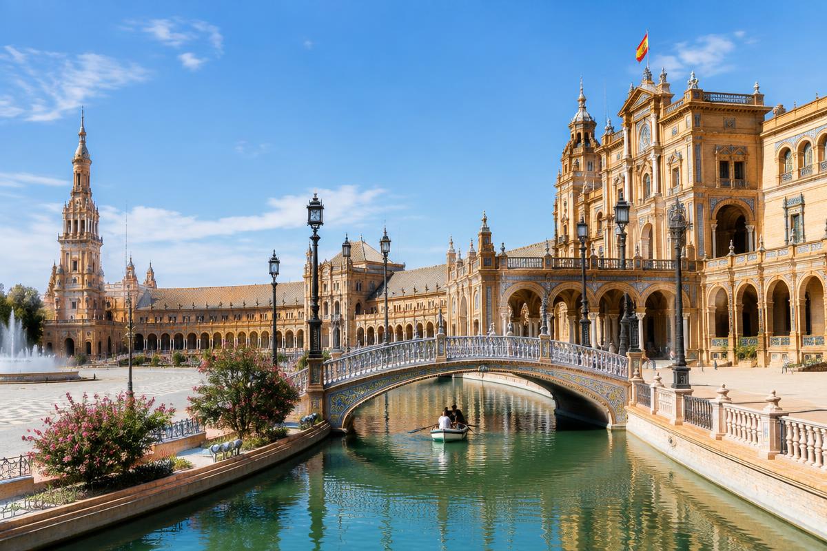 Plaza de España a Siviglia con i suoi ponti e il canale